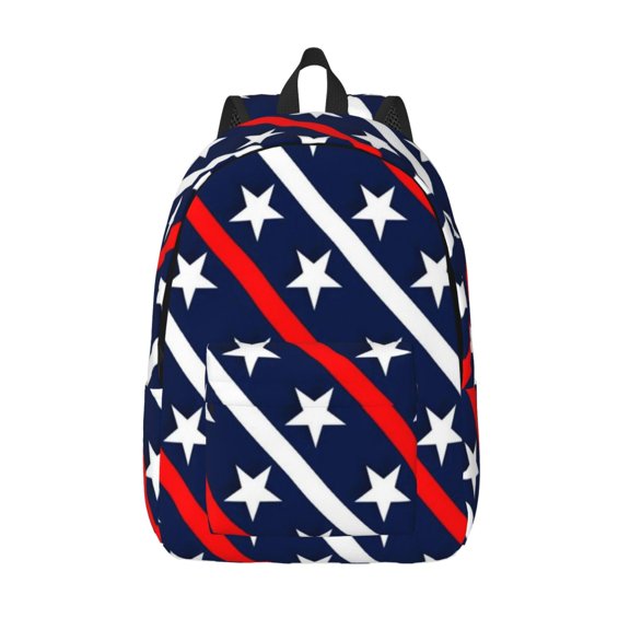 Defioc Patriotic Star for Canvas Backpack,Travel Rucksack Unisex Knapsack Laptop Backpack for Work & College -Medium