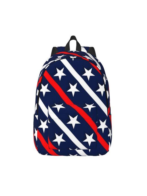 Patriotic Star for Canvas Backpack,Travel Rucksack Unisex Knapsack Laptop Backpack for Work & College -Medium