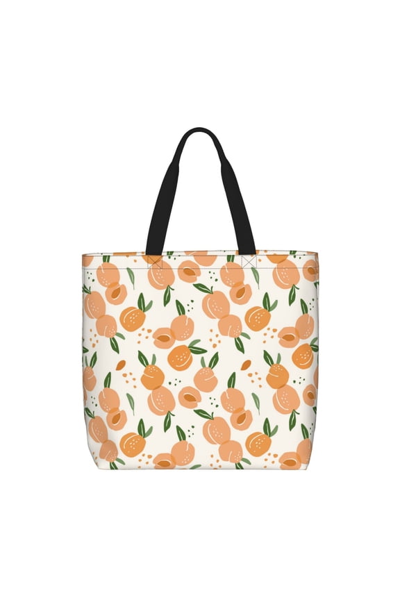 Peaches Pattern Tote Bag for Women,Large Capacity Tote Bag with Zipper Casual Shoulder Handbags Shopping Bag
