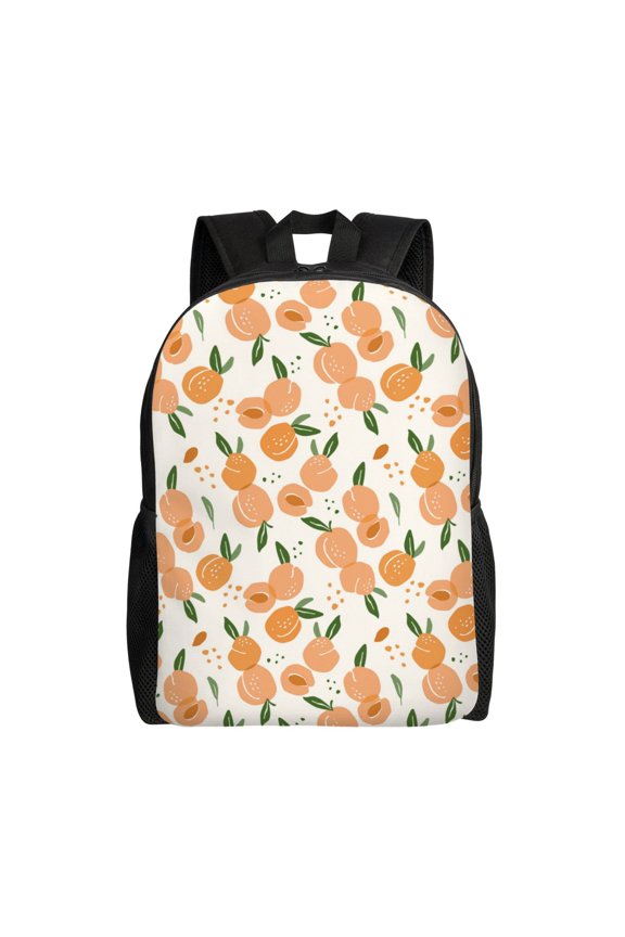 Peaches Print Backpack -Travel,or Work Bookbag Daypacks with 15-Inch Laptop Sleeve and Dual Water Bottle Pockets