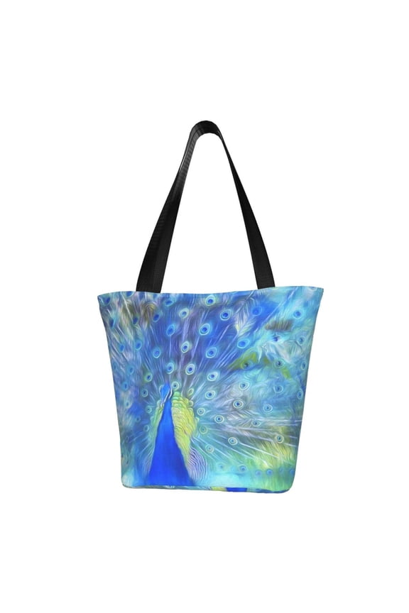 Peacock Print Tote Bag for Women,Shoulder Bag with Zipper Casual Tote's Handbag Big Capacity Shoulder Bag with Inner Pocket Fit for Shopping,Office,Travel