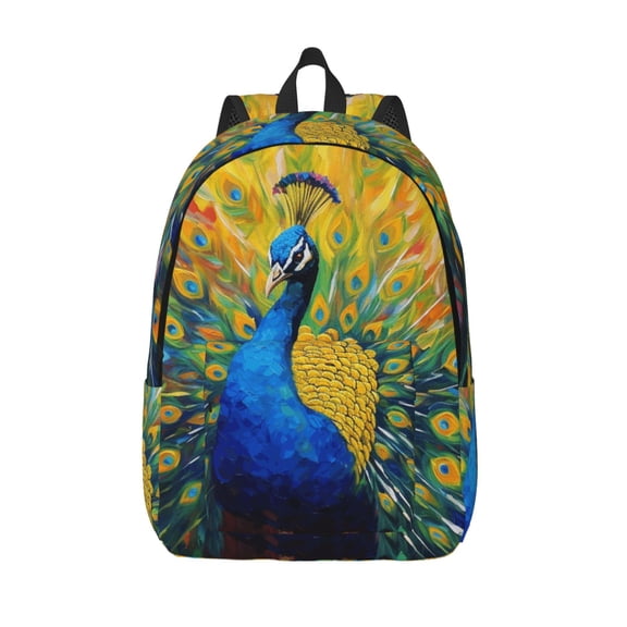 Defioc Peacocks for Canvas Backpack,Travel Rucksack Unisex Knapsack Laptop Backpack for Work & College -Medium