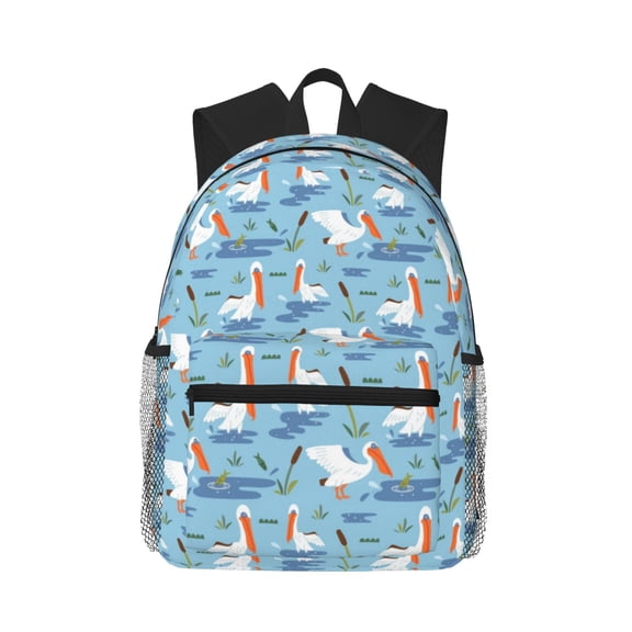 Defioc Pelican Reed And Fish Pattern Laptop Backpack for Men and Women,Casual Backpack Dayback Sports Bookbag for Travel Running Hiking