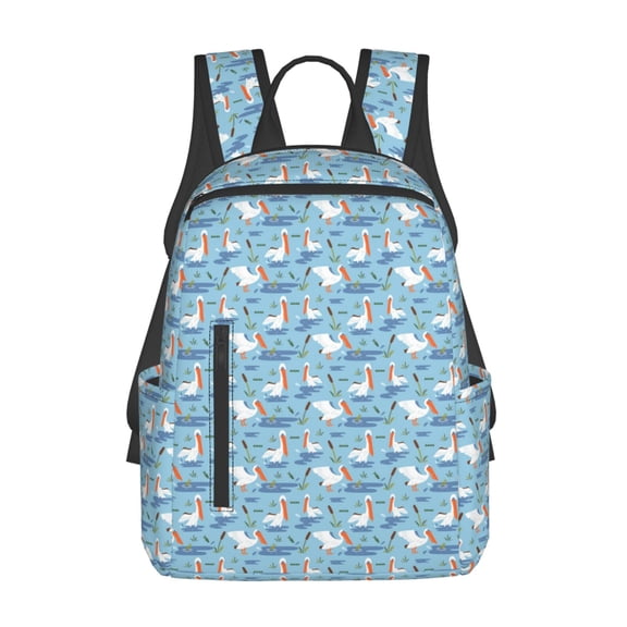 Defioc Pelican Reed And Fish Pattern Travel Laptop Backpack,Lightweight Backpack Travel Hiking Daypack Backpack Work Bag for Men Women