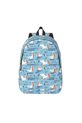 Pelican Reed And Fish for Canvas Backpack,Travel Rucksack Unisex Knapsack Laptop Backpack for Work & College -Medium