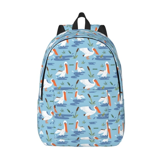 Defioc Pelican Reed And Fish for Canvas Backpack,Travel Rucksack Unisex Knapsack Laptop Backpack for Work & College -Medium