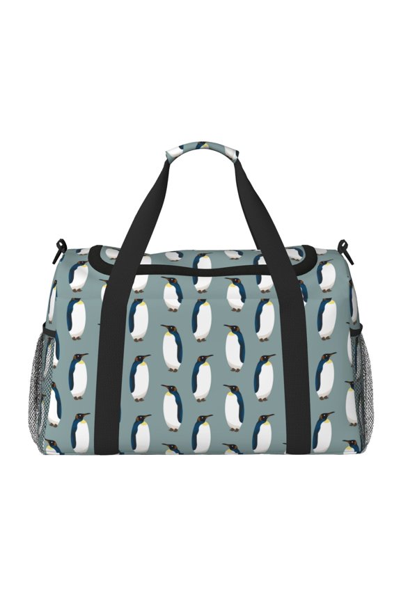 Penguin Print Hand Travel Bag - Foldable Travel Duffel Bags for Men Women -Sport Gym Bag - Overnight Travel Duffel Bag - Adjustable Shoulder Strap