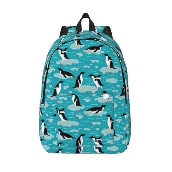 Defioc Penguins On The Ice In The Sea for Canvas Backpack,Travel Rucksack Unisex Knapsack Laptop Backpack for Work & College -Small