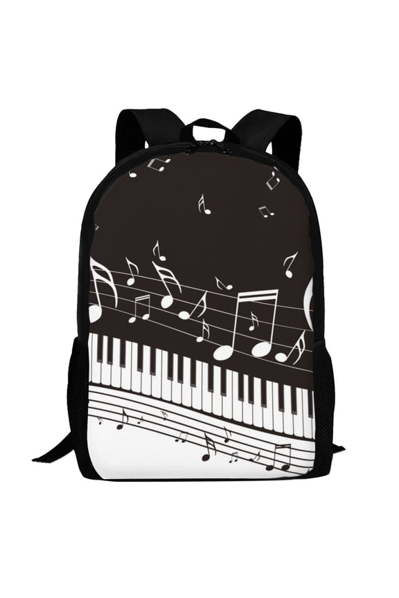 Piano Keys With Musical Notes Pattern Carry on Backpack,16.5x12.5x5.5 Personal Item Bag Carry On Backpack Water Resistant Lightweight Daypack