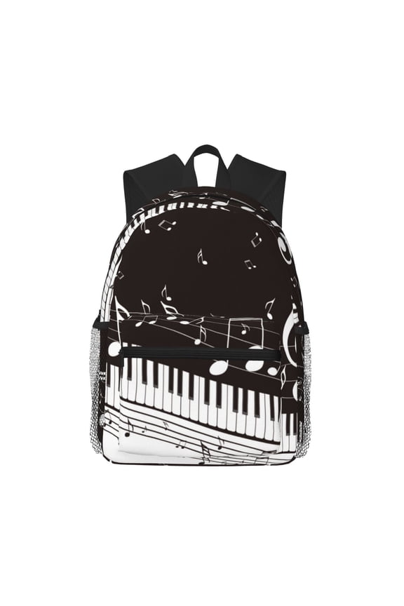 Piano Keys With Musical Notes Pattern Laptop Backpack for Men and Women,Casual Backpack Dayback Sports Bookbag for Travel Running Hiking
