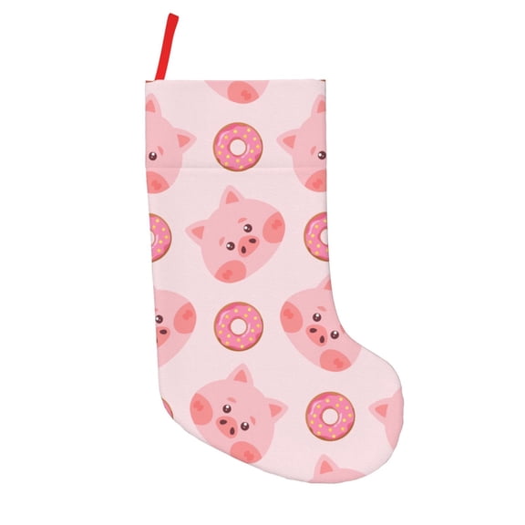 Defioc Pigs Head And Donuts for Christmas Stockings 18" Personalized Holiday Stocking for Family, Farmhouse Decor, Xmas Tree Decoration, 1 Pack