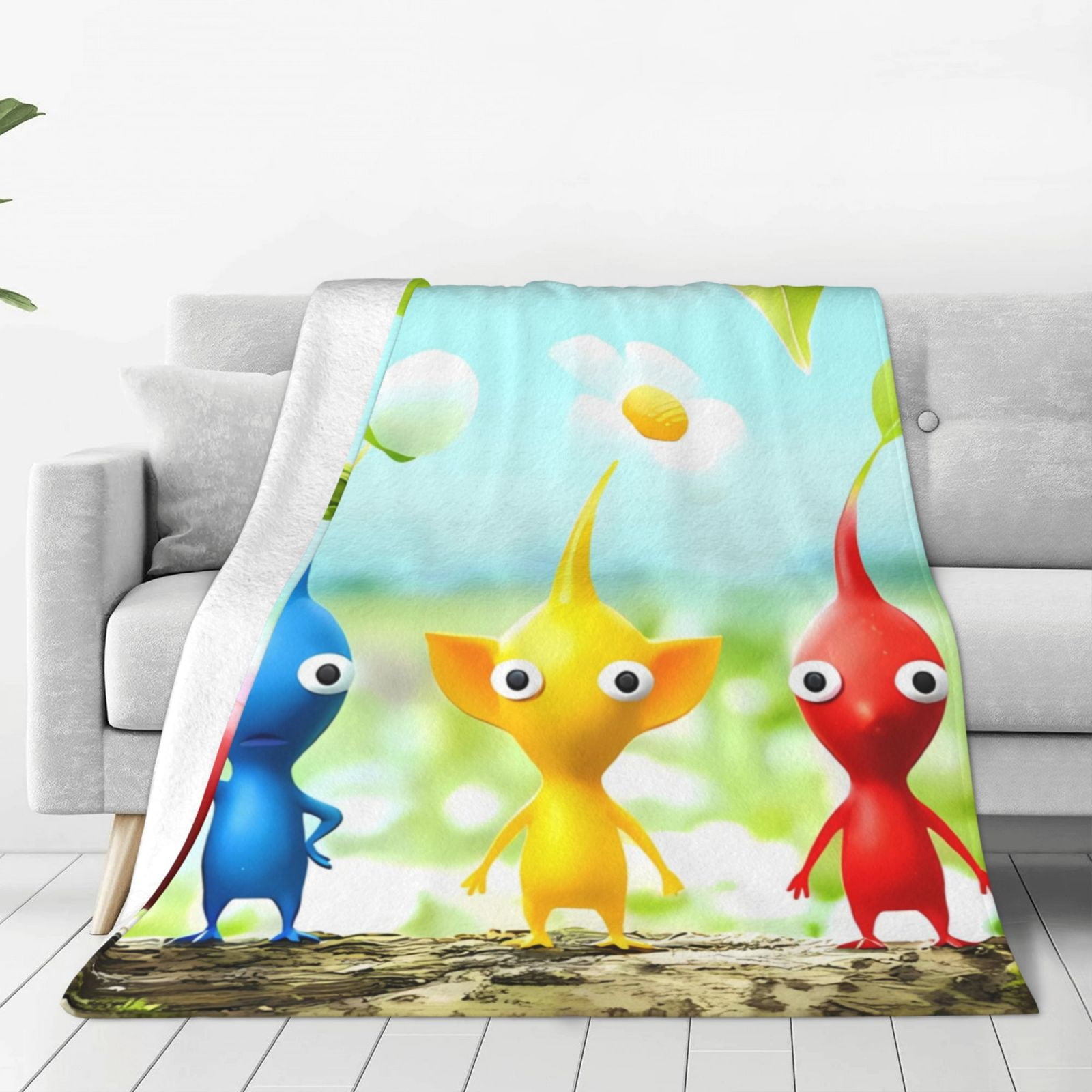 Defioc Pikmin Print Throw Blanket for Couch,Fleece Throw Blanket for Women Cute Soft Cozy ...