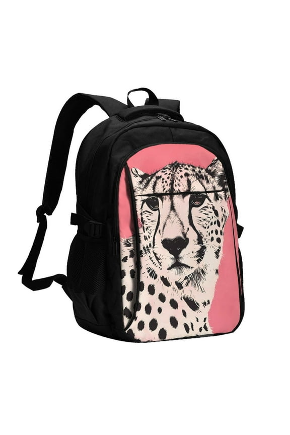 Pink Cheetah Art for Travel Backpack for Women,15.6 inch Laptop Backpack Carry On Backpack Personal Item Travel Bag Daypack for School Weekender Business Trip