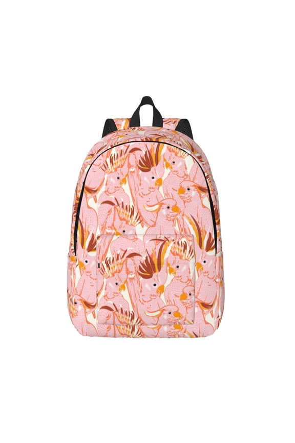 Pink Cockatoo Birds for Canvas Backpack,Travel Rucksack Unisex Knapsack Laptop Backpack for Work & College -Medium