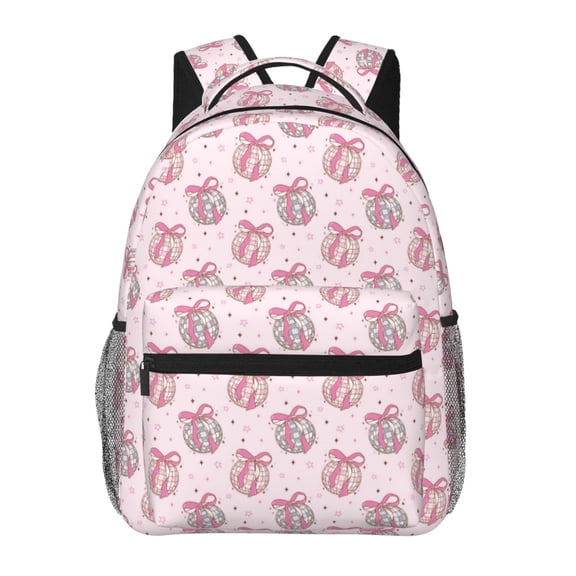 Defioc Pink Disco Ball Pattern Laptop Backpack,Travel Backpack Outdoor Activities Bag Daypack for Travel Hiking Shopping Daily