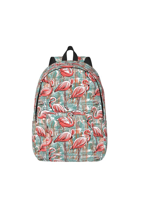 Pink Flamingo for Canvas Backpack,Travel Rucksack Unisex Knapsack Laptop Backpack for Work & College -Small