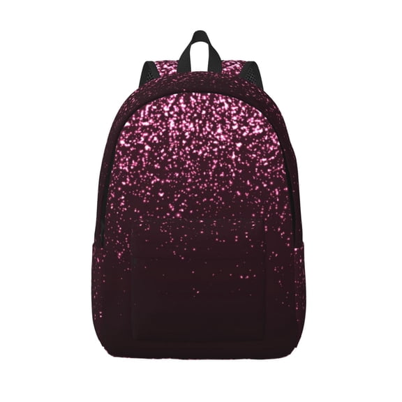 Defioc Pink Glitter Sparkles A for Canvas Backpack,Travel Rucksack Unisex Knapsack Laptop Backpack for Work & College -Medium