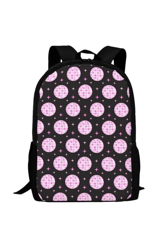 Pink Groovy Disco Ball Pattern Carry on Backpack,16.5x12.5x5.5 Personal Item Bag Carry On Backpack Water Resistant Lightweight Daypack