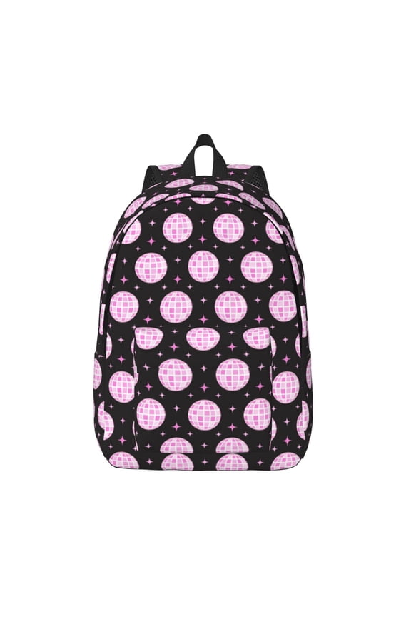 Pink Groovy Disco Ball for Canvas Backpack,Travel Rucksack Unisex Knapsack Laptop Backpack for Work & College -Medium