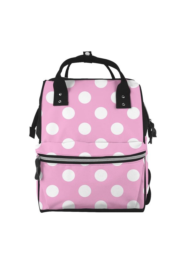 Pink And White Polka Dot for Baby Diaper Bag Backpack - Baby Bag for Boys & Girls - Diaper Backpack - Large Travel Diaper Bags- Baby Registry Search & Shower Gifts
