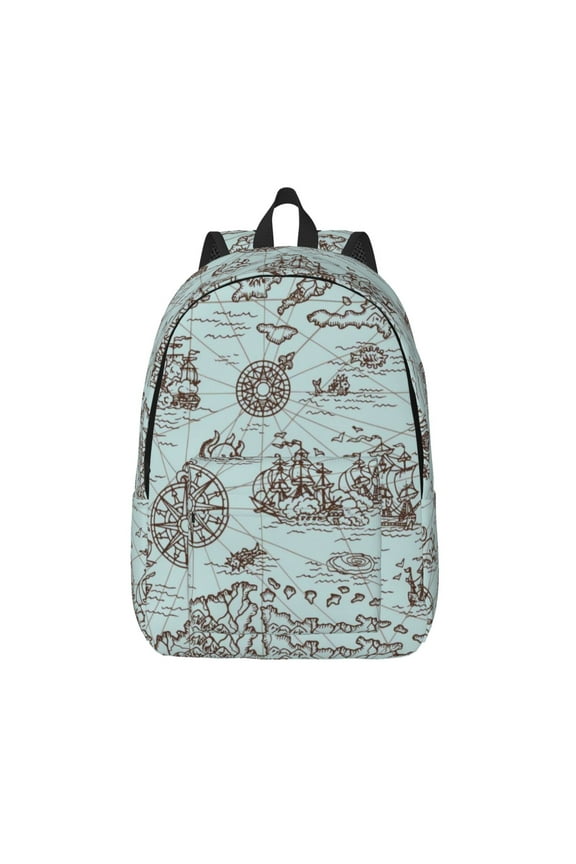 Pirate Adventure Map for Canvas Backpack,Travel Rucksack Unisex Knapsack Laptop Backpack for Work & College -Small