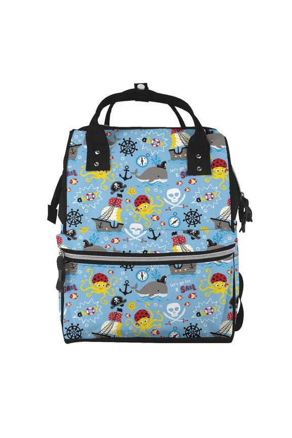 Pirate Marine Animals for Baby Diaper Bag Backpack - Baby Bag for Boys & Girls - Diaper Backpack - Large Travel Diaper Bags- Baby Registry Search & Shower Gifts
