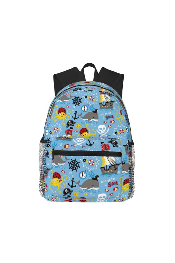 Pirate Marine Animals Pattern Laptop Backpack for Men and Women,Casual Backpack Dayback Sports Bookbag for Travel Running Hiking