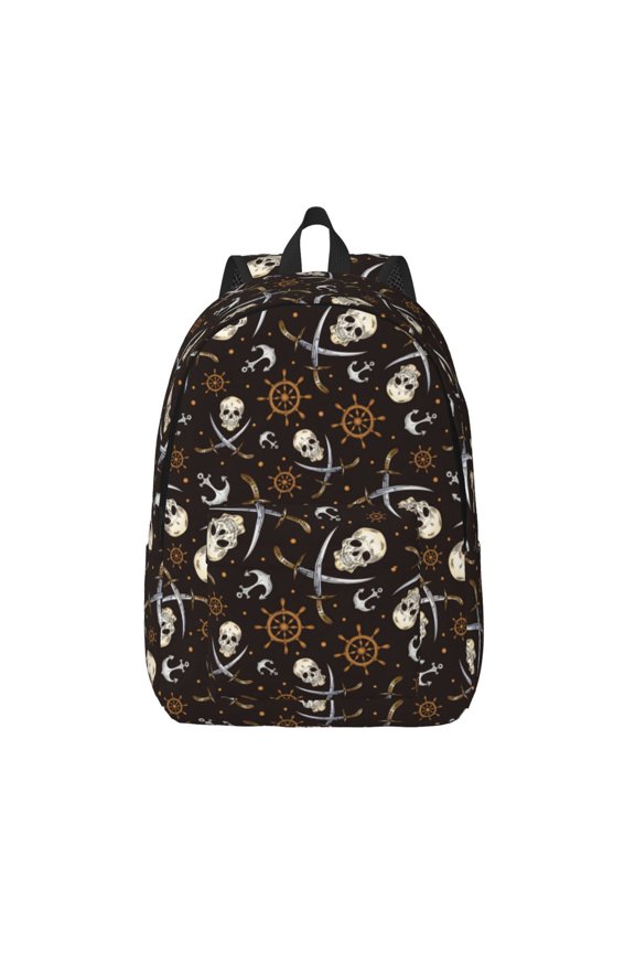Pirate Skulls for Canvas Backpack,Travel Rucksack Unisex Knapsack Laptop Backpack for Work & College -Small