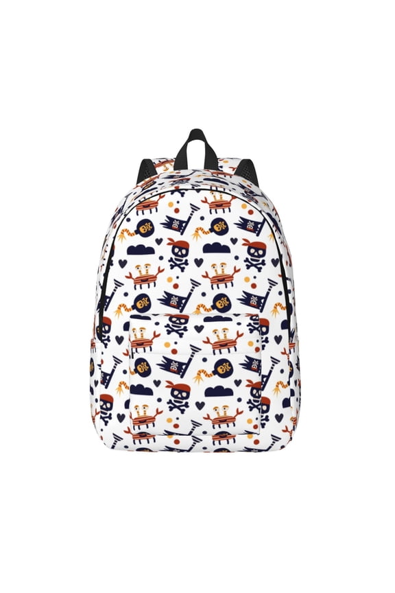 Pirate Theme for Canvas Backpack,Travel Rucksack Unisex Knapsack Laptop Backpack for Work & College -Small