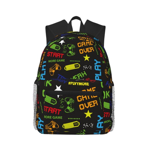 Defioc Pixel Game Pattern Laptop Backpack for Men and Women,Casual Backpack Dayback Sports Bookbag for Travel Running Hiking