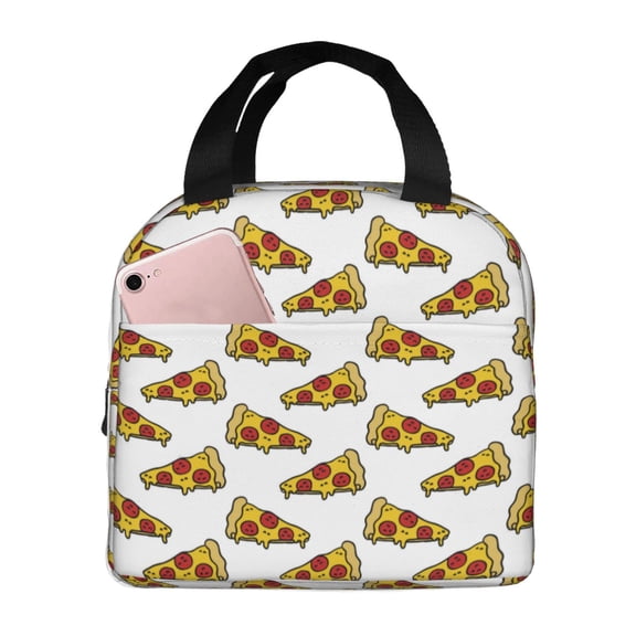 Defioc Pizza Print Lunch Box,Lunch Bag for Women Men Reusable Insulated Lunch Tote for Work/Office/Picnic/Travel