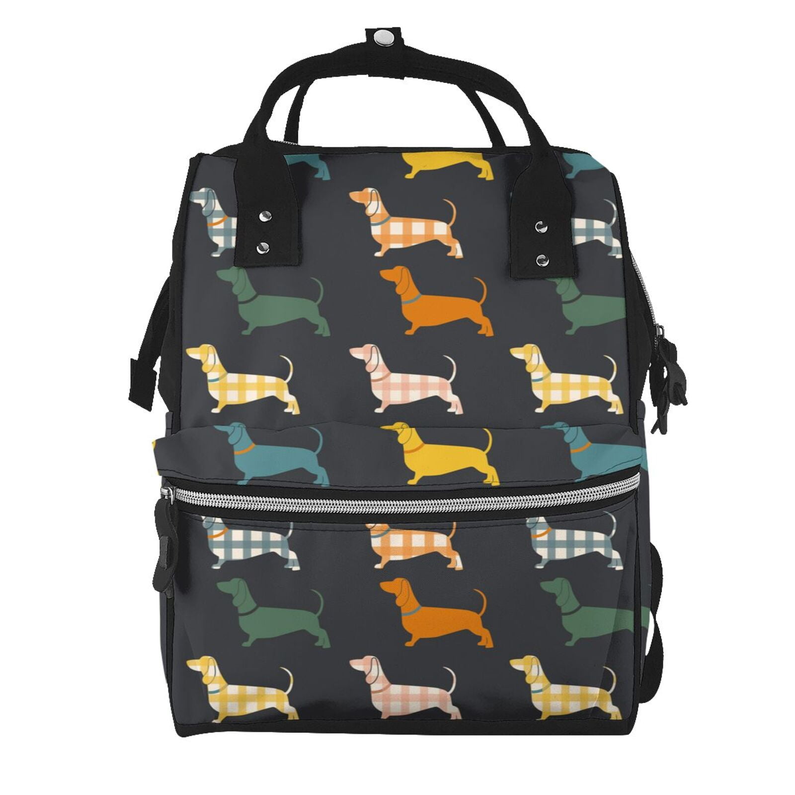 Defioc Plaid Dachshund for Baby Diaper Bag Backpack - Baby Bag for Boys & Girls - Diaper Backpack - Large Travel Diaper Bags- Baby Registry Search & Shower Gifts