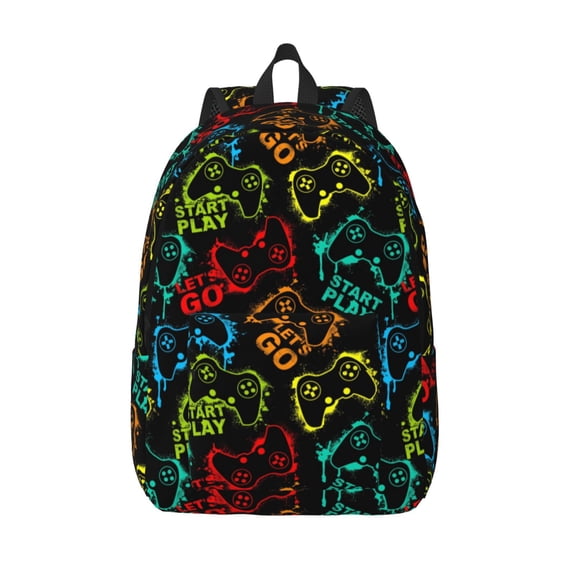 Defioc Play Game Start for Canvas Backpack,Travel Rucksack Unisex Knapsack Laptop Backpack for Work & College -Medium
