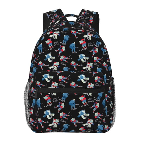 Defioc Play Hockey Pattern Laptop Backpack,Travel Backpack Outdoor Activities Bag Daypack for Travel Hiking Shopping Daily