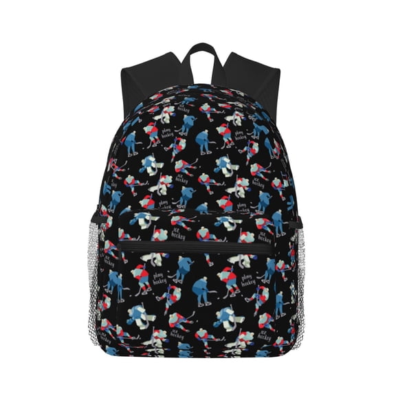 Defioc Play Hockey Pattern Laptop Backpack for Men and Women,Casual Backpack Dayback Sports Bookbag for Travel Running Hiking