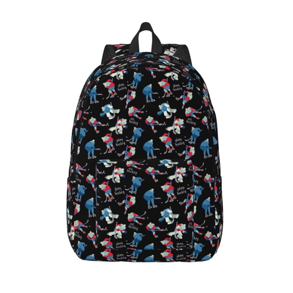 Defioc Play Hockey for Canvas Backpack,Travel Rucksack Unisex Knapsack Laptop Backpack for Work & College -Small
