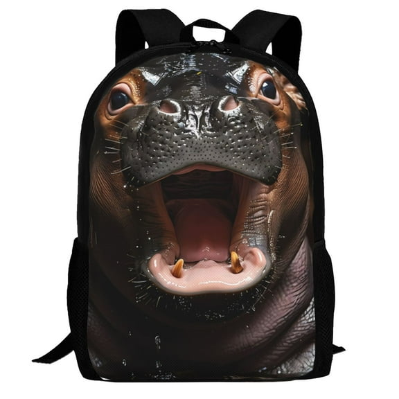 Defioc Playful Baby Hippo Splash Pattern Carry on Backpack,16.5x12.5x5.5 Personal Item Bag Carry On Backpack Water Resistant Lightweight Daypack