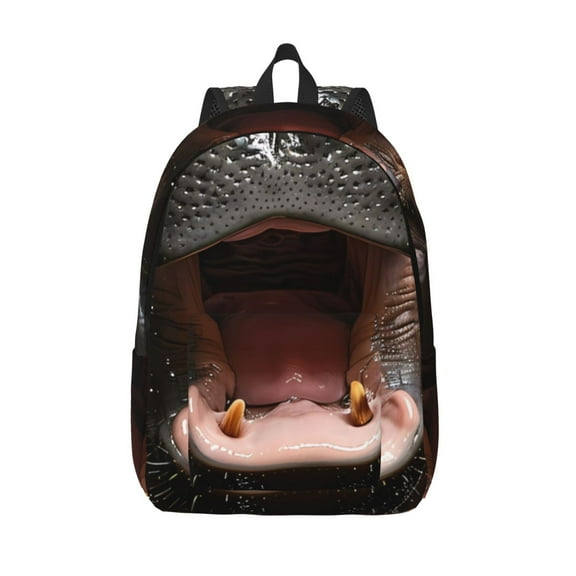 Defioc Playful Baby Hippo Splash for Canvas Backpack,Travel Rucksack Unisex Knapsack Laptop Backpack for Work & College -Small