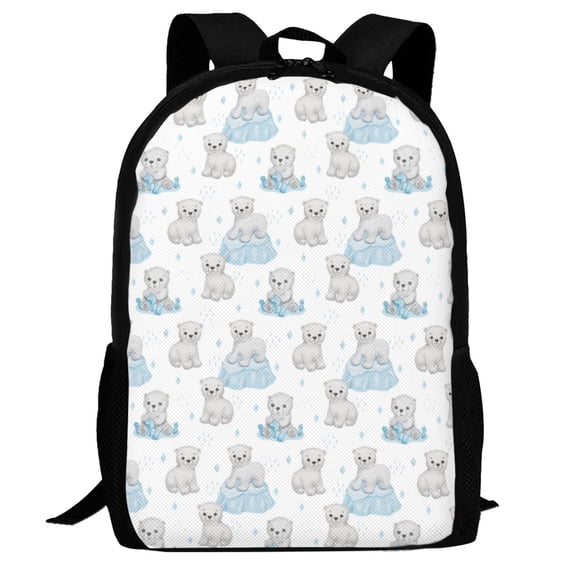 Defioc Playful Polar Bear Pals Pattern Carry on Backpack,16.5x12.5x5.5 Personal Item Bag Carry On Backpack Water Resistant Lightweight Daypack