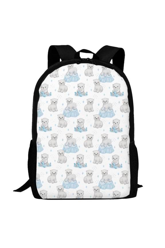 Playful Polar Bear Pals Pattern Carry on Backpack,16.5x12.5x5.5 Personal Item Bag Carry On Backpack Water Resistant Lightweight Daypack