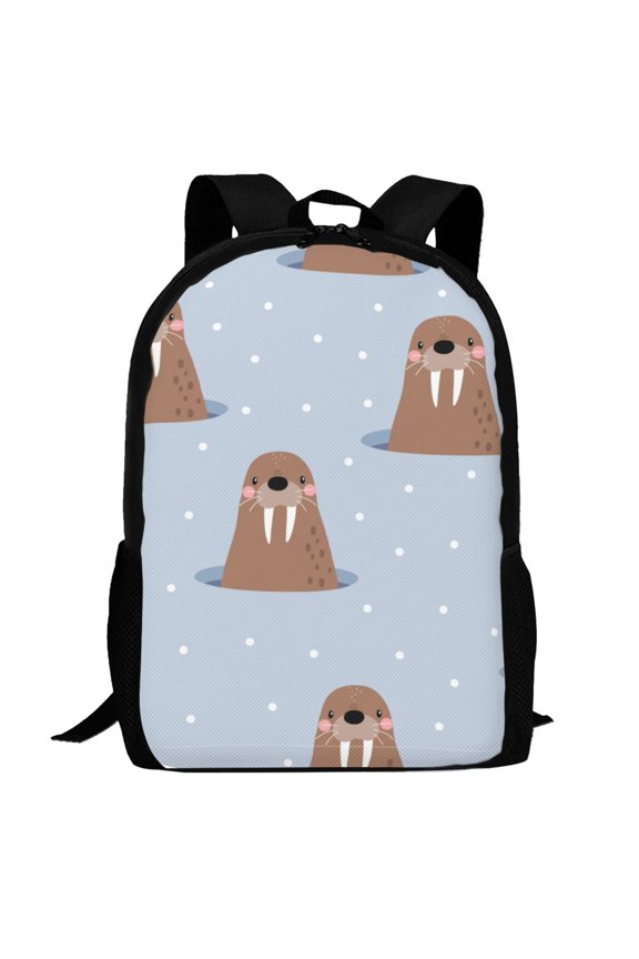 Playful Walrus Wonders Pattern Carry on Backpack,16.5x12.5x5.5 Personal Item Bag Carry On Backpack Water Resistant Lightweight Daypack