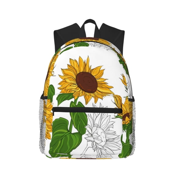 Defioc Plump Sunflower And Sketch Pattern Laptop Backpack for Men and Women,Casual Backpack Dayback Sports Bookbag for Travel Running Hiking