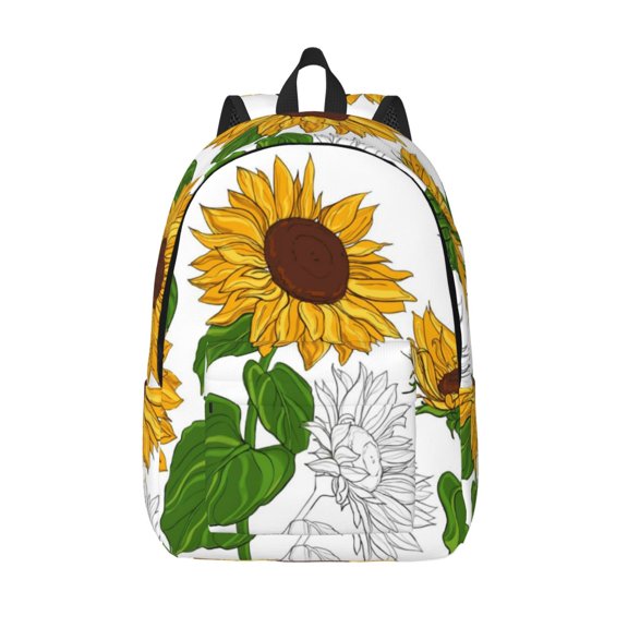 Defioc Plump Sunflower And Sketch for Canvas Backpack,Travel Rucksack Unisex Knapsack Laptop Backpack for Work & College -Medium