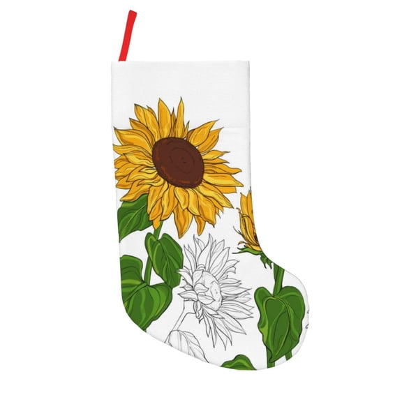 Defioc Plump Sunflower And Sketch for Christmas Stockings 18" Personalized Holiday Stocking for Family, Farmhouse Decor, Xmas Tree Decoration, 1 Pack