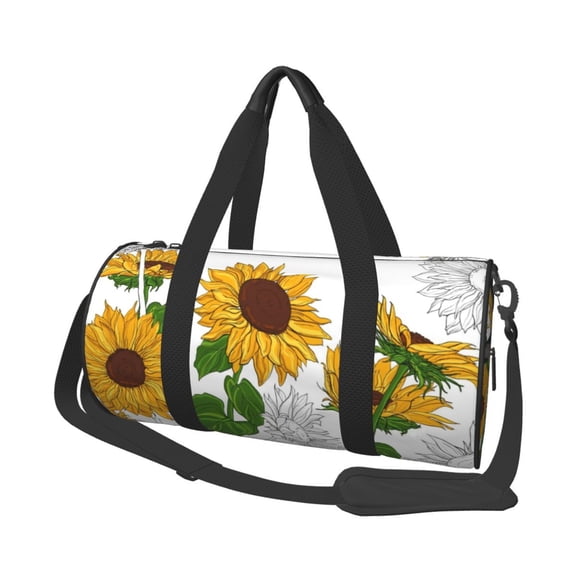 Defioc Plump Sunflower And Sketch for Travel Duffle Bag,Weekender Bag Carry On Tote Bags Hospital Bag Large Capacity Sport Gym Bag for Men Women Fit for Trave, Gym,Weekend