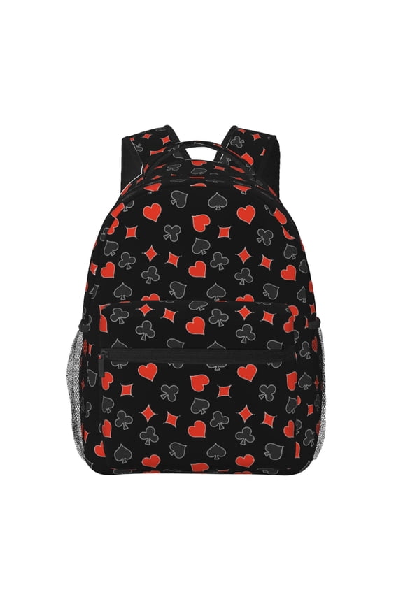 Poker Creative Symbols Pattern Laptop Backpack,Travel Backpack Outdoor Activities Bag Daypack for Travel Hiking Shopping Daily