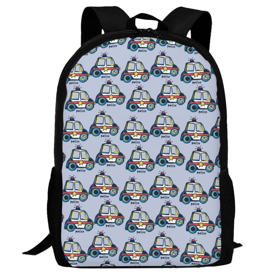 Defioc Police Car Pattern Carry on Backpack,16.5x12.5x5.5 Personal Item Bag Carry On Backpack Water Resistant Lightweight Daypack
