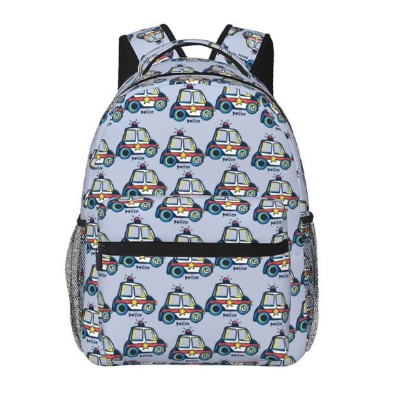 Defioc Police Car Pattern Laptop Backpack,Travel Backpack Outdoor Activities Bag Daypack for Travel Hiking Shopping Daily