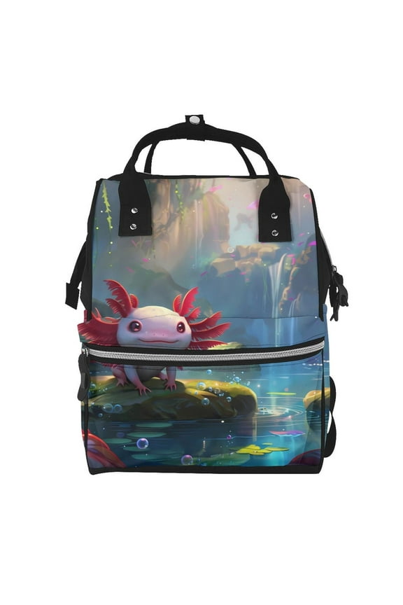 Pond Cute Axolotl for Baby Diaper Bag Backpack - Baby Bag for Boys & Girls - Diaper Backpack - Large Travel Diaper Bags- Baby Registry Search & Shower Gifts