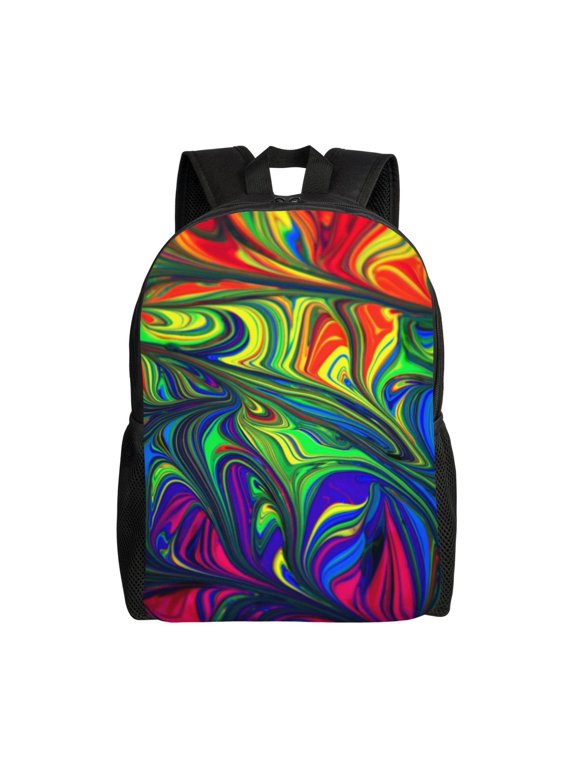 Pride Rainbow Print Backpack -Travel,or Work Bookbag Daypacks with 15-Inch Laptop Sleeve and Dual Water Bottle Pockets